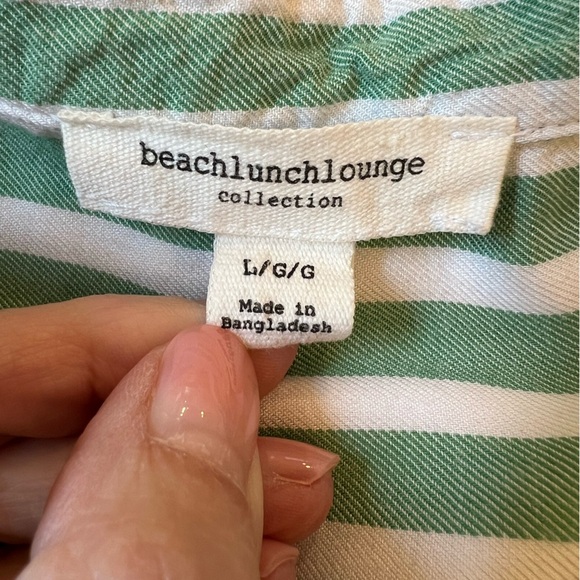 Beach Lunch Lounge Sleeveless Collared Button Down Striped Lightweight Tunic - Picture 7 of 11